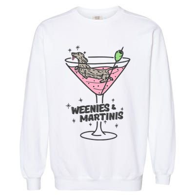 Weenies And Martini Weenie Dog Lover Garment-Dyed Sweatshirt
