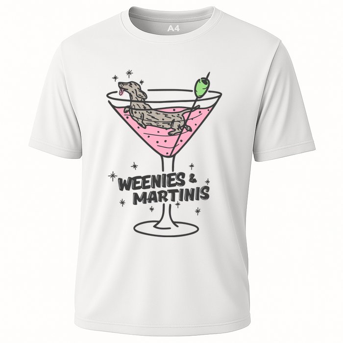 Weenies And Martini Weenie Dog Lover Cooling Performance Crew T-Shirt
