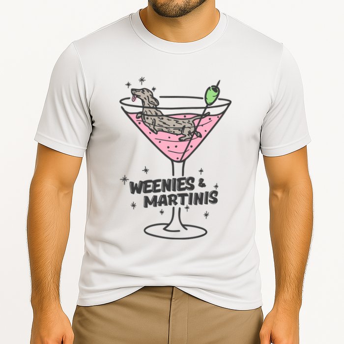 Weenies And Martini Weenie Dog Lover Cooling Performance Crew T-Shirt