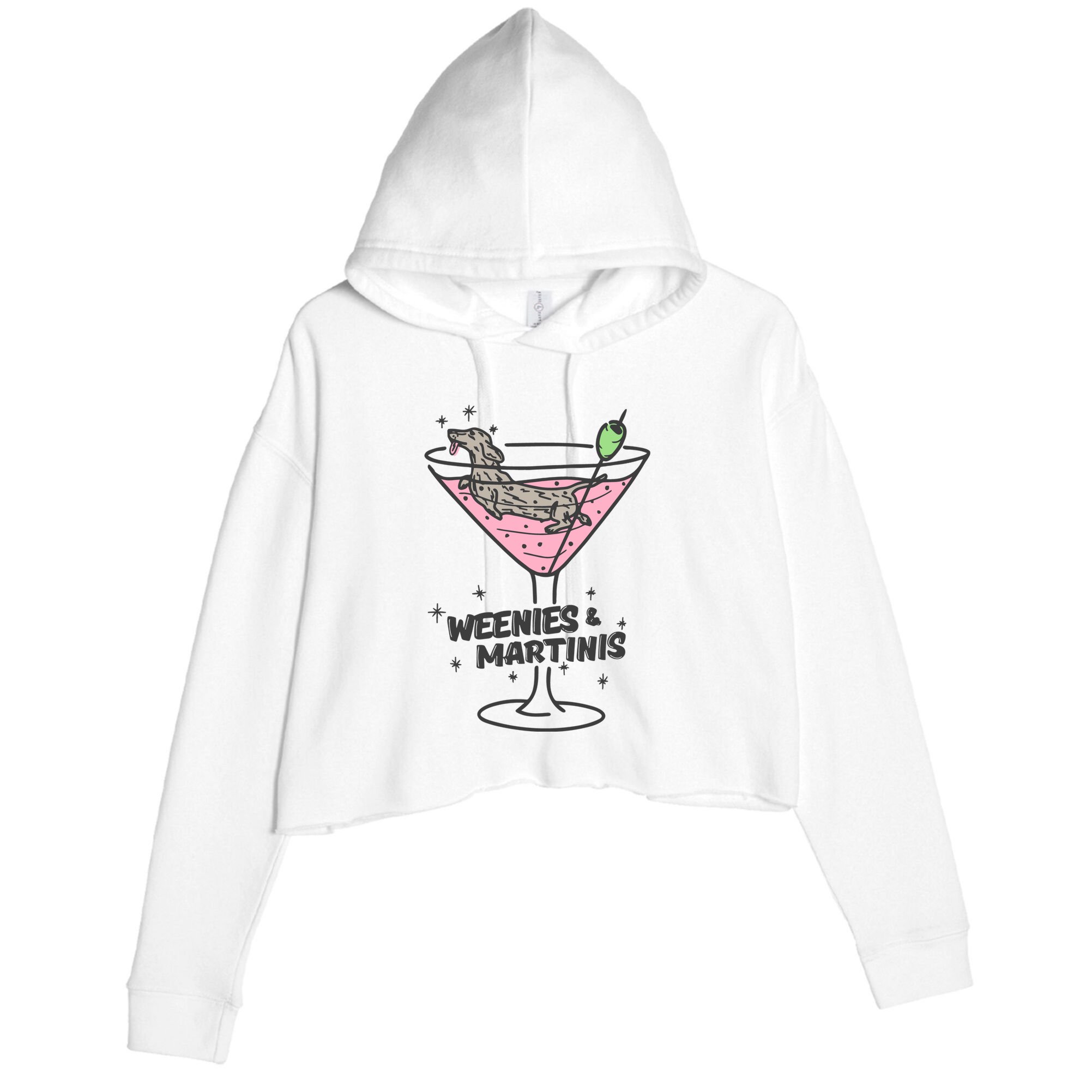 Weenies And Martini Weenie Dog Lover Crop Fleece Hoodie