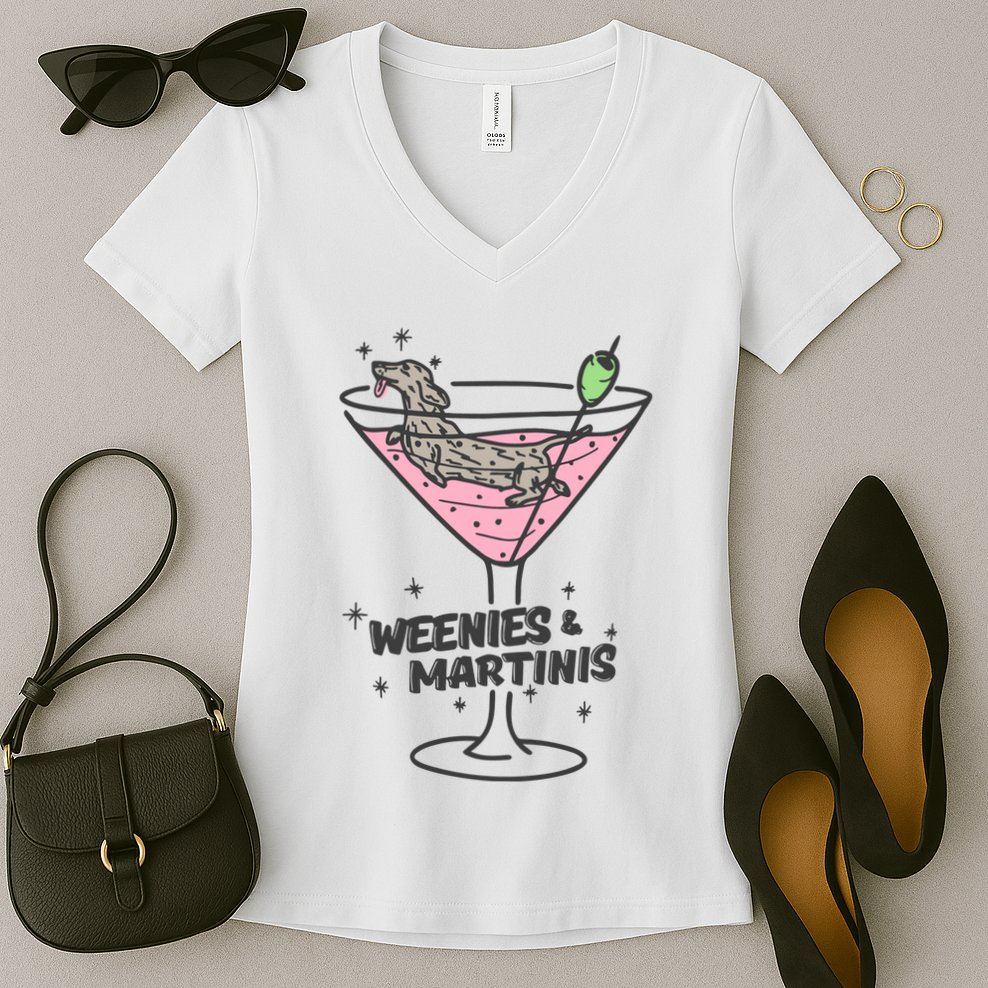 Weenies And Martini Weenie Dog Lover Women's V-Neck T-Shirt