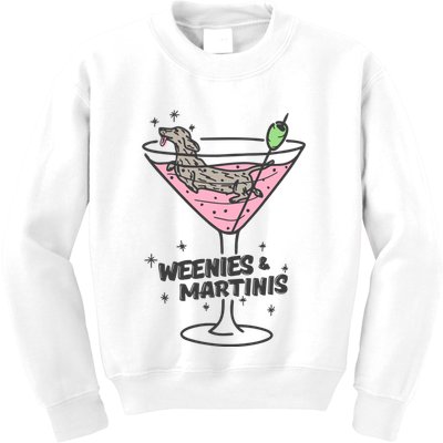 Weenies And Martini Weenie Dog Lover Kids Sweatshirt