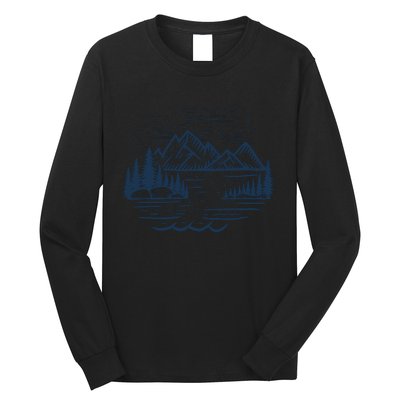 Wild Adventure Mountain Line Art Long Sleeve Shirt