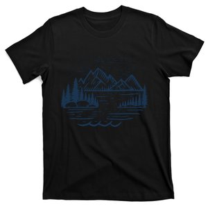 Wild Adventure Mountain Line Art T-Shirt