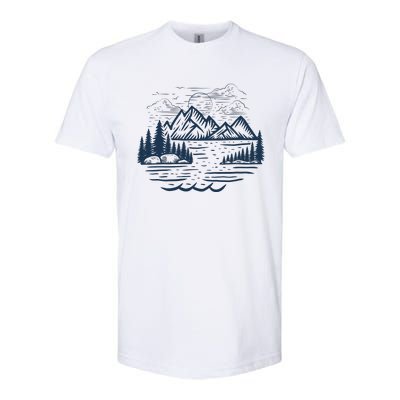 Wild Adventure Mountain Line Art Softstyle® CVC T-Shirt