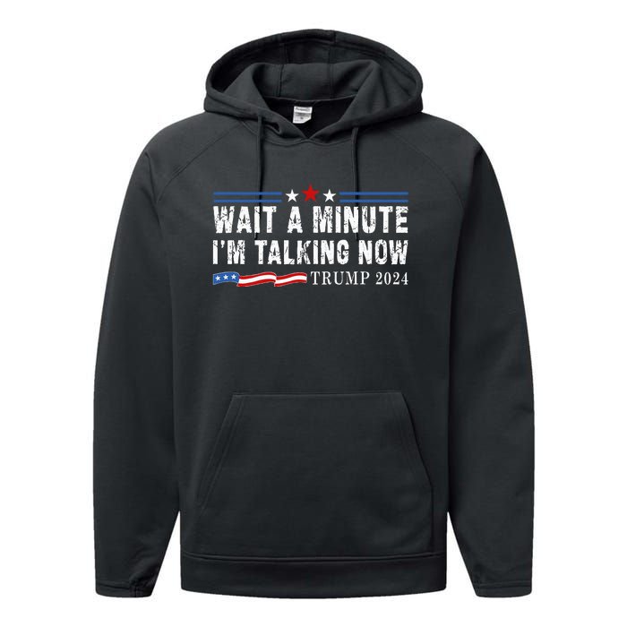 Wait A Minute IM Talking Now Funny Trump Harris Debate 2024 Performance Fleece Hoodie