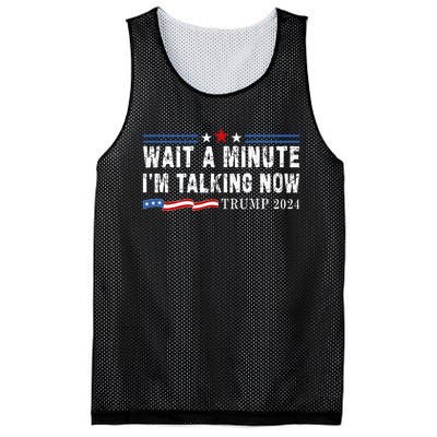 Wait A Minute IM Talking Now Funny Trump Harris Debate 2024 Mesh Reversible Basketball Jersey Tank