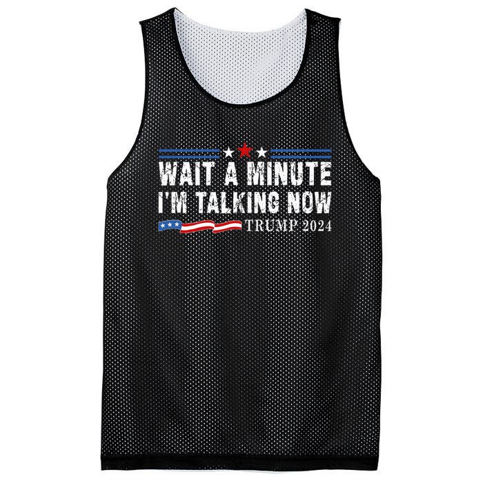 Wait A Minute IM Talking Now Funny Trump Harris Debate 2024 Mesh Reversible Basketball Jersey Tank