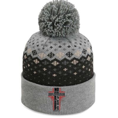 We Are More Than Conquerors Romans 8:37 The Baniff Cuffed Pom Beanie