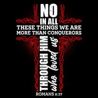 We Are More Than Conquerors Romans 8:37 Flat Bill Trucker Hat
