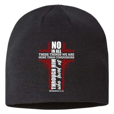 We Are More Than Conquerors Romans 8:37 Sustainable Beanie