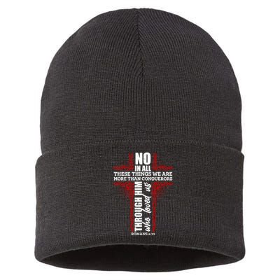 We Are More Than Conquerors Romans 8:37 Sustainable Knit Beanie