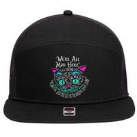 We_re All Mad Here Wonderland Cheshire Cat Love Cats 7 Panel Mesh Trucker Snapback Hat