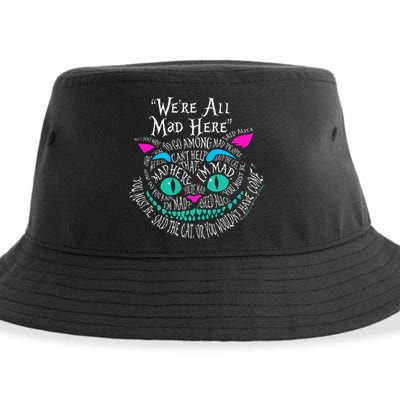 We_re All Mad Here Wonderland Cheshire Cat Love Cats Sustainable Bucket Hat
