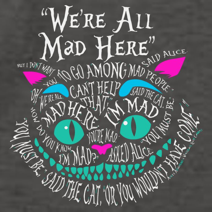 We_re All Mad Here Wonderland Cheshire Cat Love Cats Vector Backpack