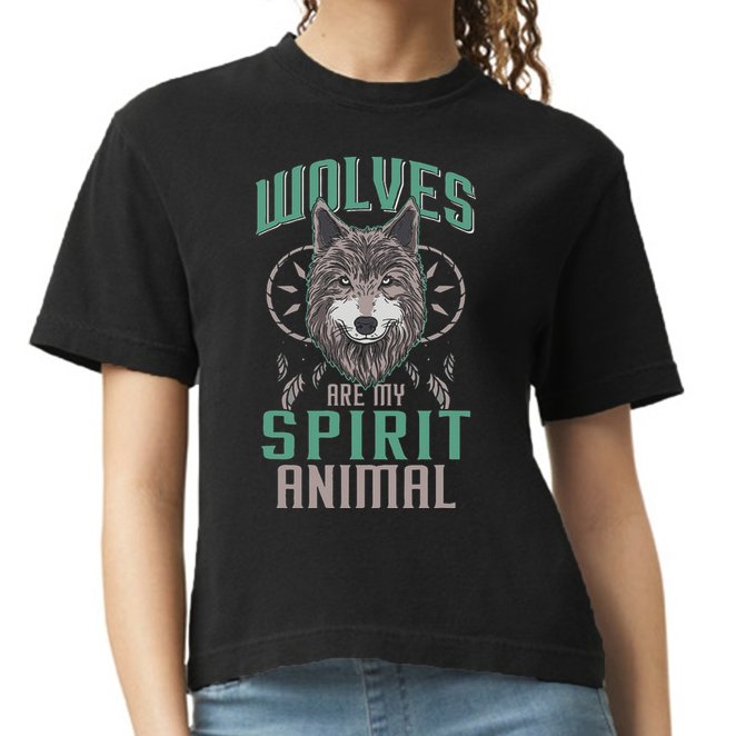 Wolves Are My Spirit Animal Wolf Lover Animal Dreamcatcher Comfort Colors Boxy T-Shirt