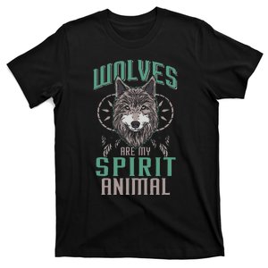 Wolves Are My Spirit Animal Wolf Lover Animal Dreamcatcher T-Shirt