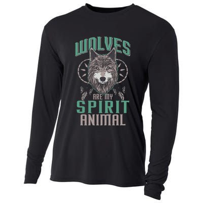 Wolves Are My Spirit Animal Wolf Lover Animal Dreamcatcher Cooling Performance Long Sleeve Crew