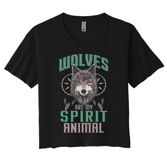 Wolves Are My Spirit Animal Wolf Lover Animal Dreamcatcher Crop Top