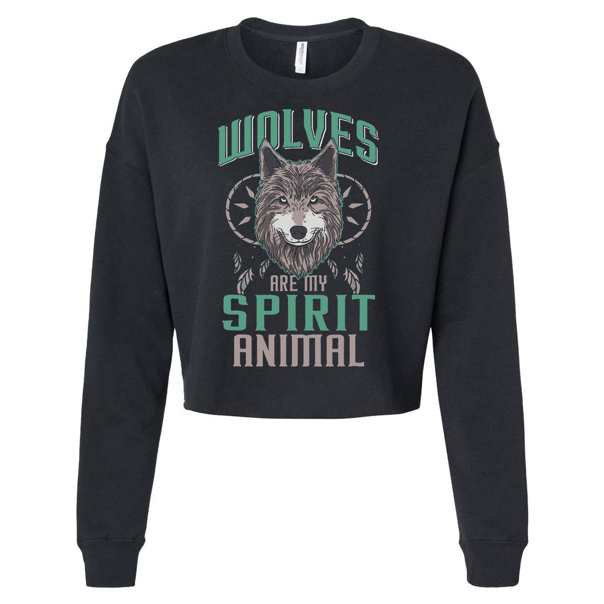 Wolves Are My Spirit Animal Wolf Lover Animal Dreamcatcher Cropped Pullover Crew