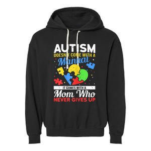 Wo Autism Mom for Autistic girl boy Autism Awareness Month Garment-Dyed Fleece Hoodie