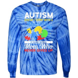 Wo Autism Mom for Autistic girl boy Autism Awareness Month Tie-Dye Long Sleeve Shirt