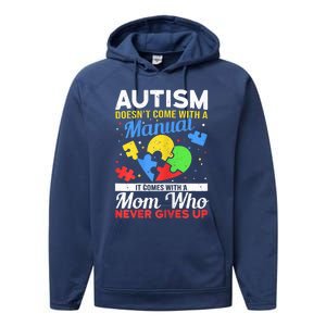 Wo Autism Mom for Autistic girl boy Autism Awareness Month Performance Fleece Hoodie