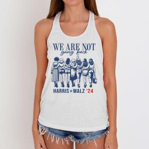 We Are Not Going Back Feminist Kamala Harris Waltz 24 Women's Knotted Racerback Tank