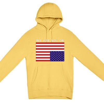 We Are Not Ok Upside Down USA Flag In Distress Premium Pullover Hoodie