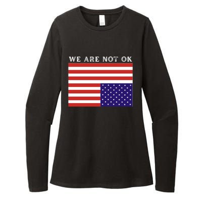 We Are Not Ok Upside Down USA Flag In Distress Womens CVC Long Sleeve Shirt