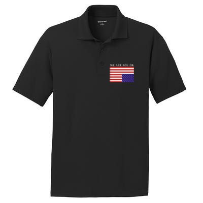 We Are Not Ok Upside Down USA Flag In Distress PosiCharge RacerMesh Polo