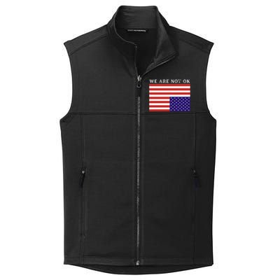 We Are Not Ok Upside Down USA Flag In Distress Collective Smooth Fleece Vest