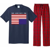 We Are Not Ok Upside Down USA Flag In Distress Pajama Set