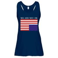 We Are Not Ok Upside Down USA Flag In Distress Ladies Essential Flowy Tank