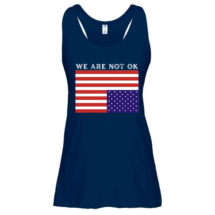 We Are Not Ok Upside Down USA Flag In Distress Ladies Essential Flowy Tank