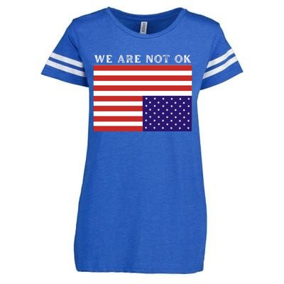 We Are Not Ok Upside Down USA Flag In Distress Enza Ladies Jersey Football T-Shirt