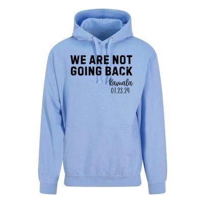 We Are Not Going Back Kamala Rally Chants Unisex Surf Hoodie