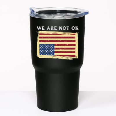 We Are Not Ok Upside Down USA Flag In Distress Tumbler