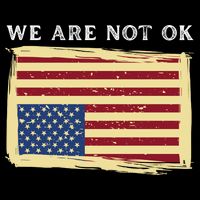 We Are Not Ok Upside Down USA Flag In Distress Cropped Pullover Crew