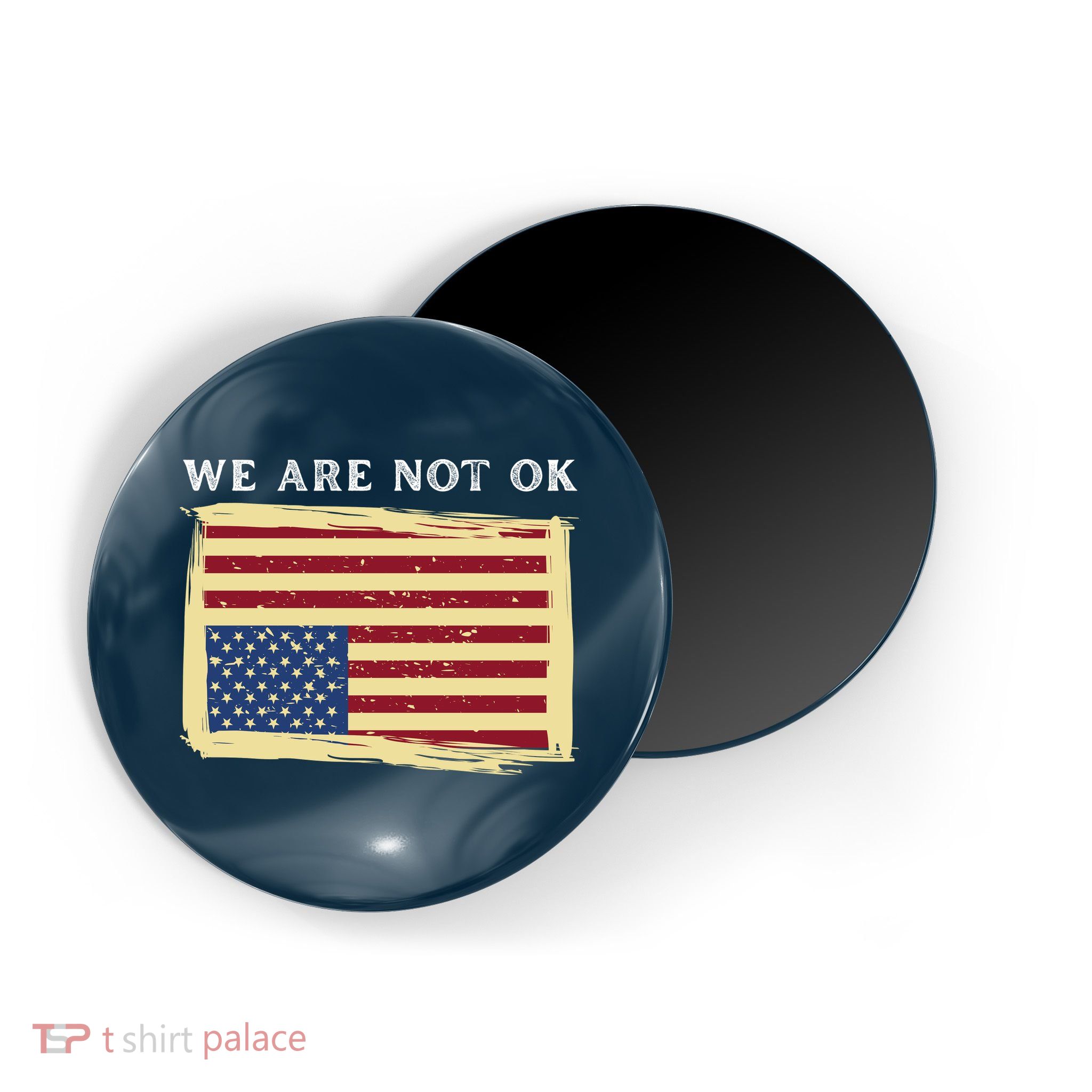 We Are Not Ok Upside Down USA Flag In Distress Magnet