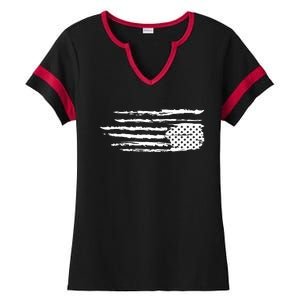 We Are Not Ok Upside Down USA Flag In Distress Ladies Halftime Notch Neck Tee