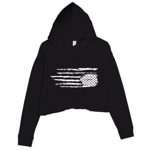 We Are Not Ok Upside Down USA Flag In Distress Crop Fleece Hoodie