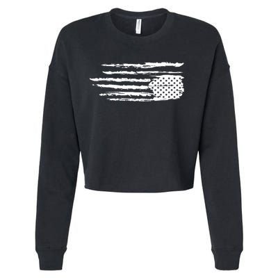 We Are Not Ok Upside Down USA Flag In Distress Cropped Pullover Crew