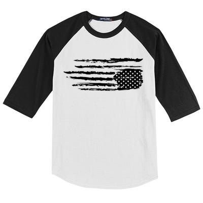 We Are Not Ok Upside Down USA Flag In Distress Kids Colorblock Raglan Jersey