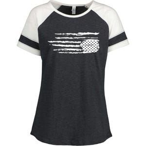 We Are Not Ok Upside Down USA Flag In Distress Enza Ladies Jersey Colorblock Tee