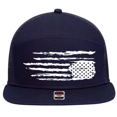 We Are Not Ok Upside Down USA Flag In Distress 7 Panel Mesh Trucker Snapback Hat