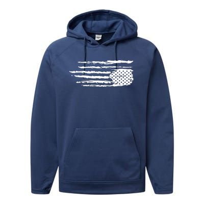 We Are Not Ok Upside Down USA Flag In Distress Performance Fleece Hoodie