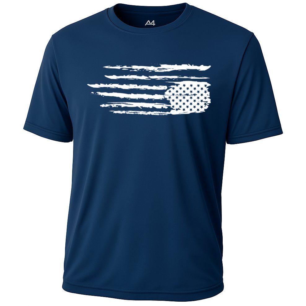 We Are Not Ok Upside Down USA Flag In Distress Performance Shirt