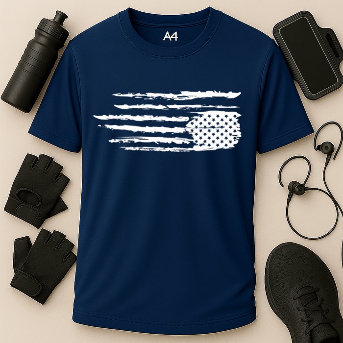 We Are Not Ok Upside Down USA Flag In Distress Performance Shirt