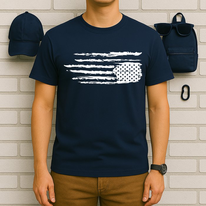 We Are Not Ok Upside Down USA Flag In Distress T-Shirt